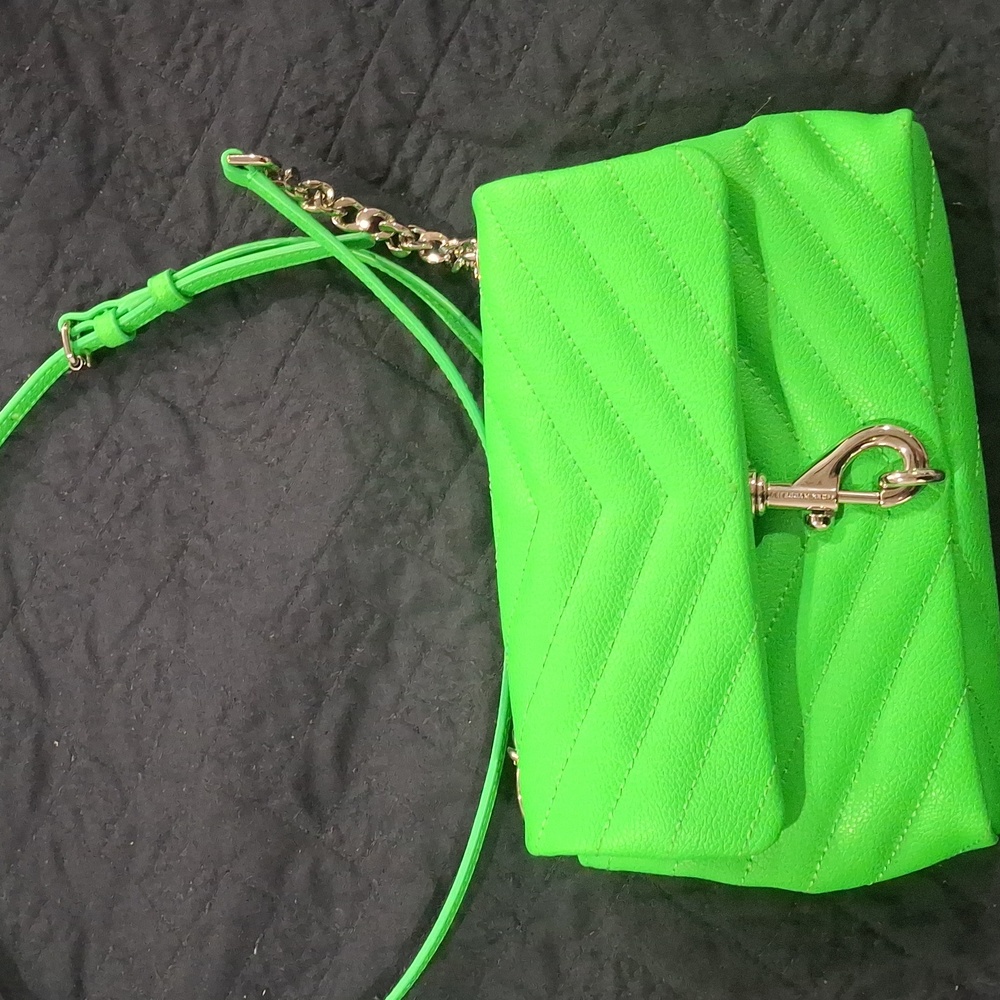 NWT Rebecca Minkoff Edie Date Night Crossbody Bag, Neon Green